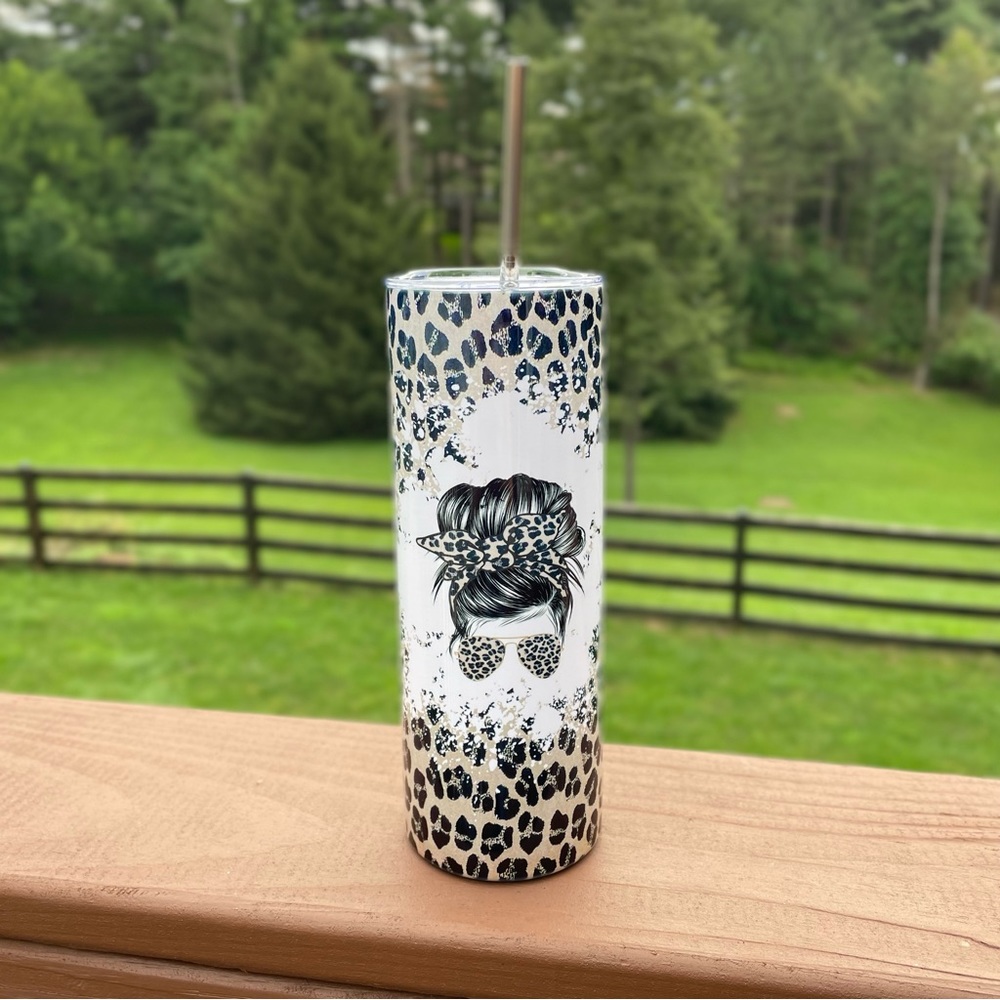 20 Oz Skinny Straight Tumbler - Cheetah Print